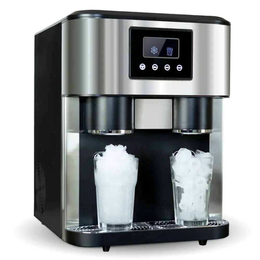 15kg UKCA GCC CE CB Countertop Self-Cleaning Chewable Ice Cube Nugget Ice Maker Cold Water Ice Crusher for Home Kitchen Office
