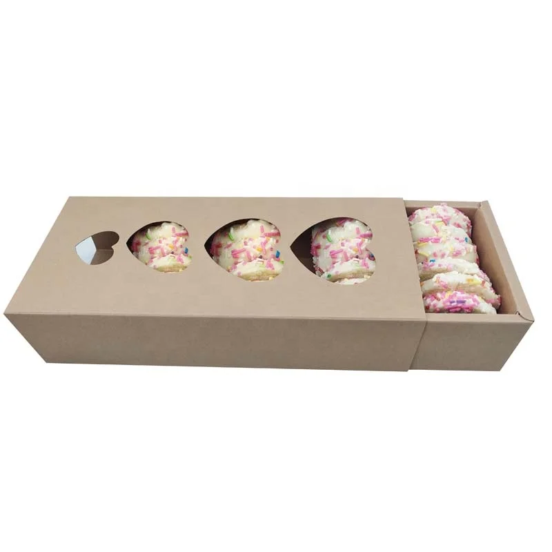 ZY Paper cake box Disposable cookies Container drawer Kraft Bakery Treat Box Muffin Cocoa Bomb slide carrier To Go Dessert Boxes