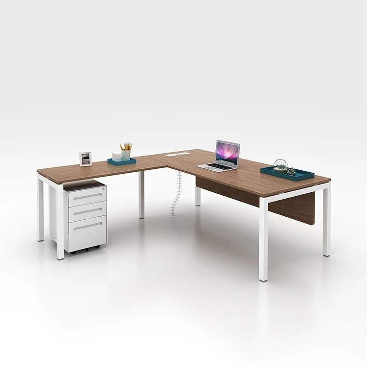 Melamine Surface L Shape Luxury Modern Wooden Executive Manager Office Desk