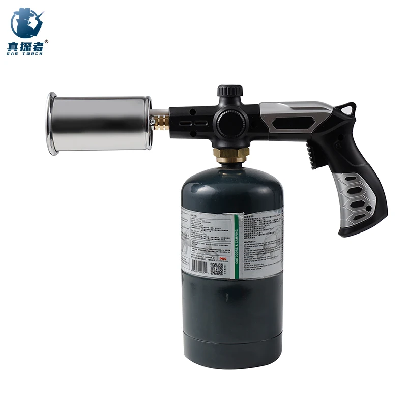 GF-8010 Low moq high quality big flame powerful outdoor refillable fire gas butane camping torch lighter
