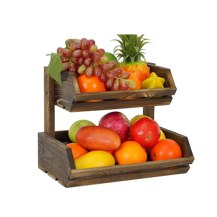 Дом корзина для фруктов из древесины кухня 2 яруса для рабочего стола, корзина для фруктов и овощей