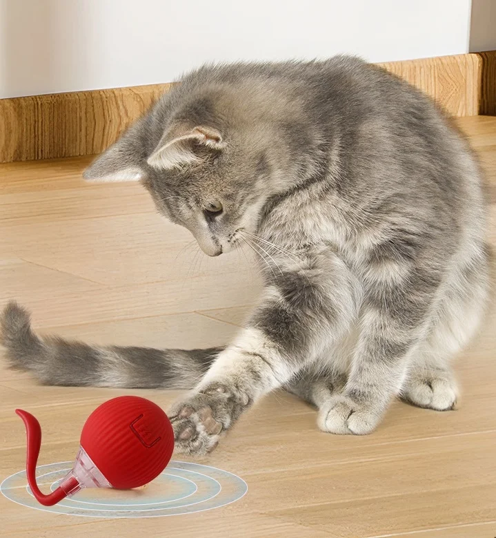 Factory Direct Smart Interactive Cat Toy Rolling Ball Motion Activate Fast Roll on Carpet Toys USB Rechargeable Self Moving Ball