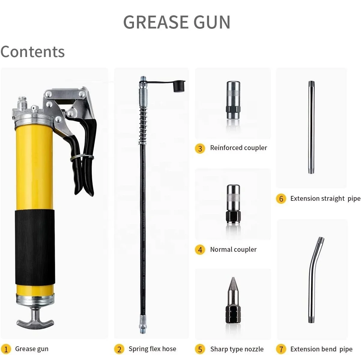 Высококачественный пружинный гибкий шланг, рычаг для смазочного пистолета, пистолет для наполнения маслом, сверхмощный пистолет, набор ручных пистолетов для смазки