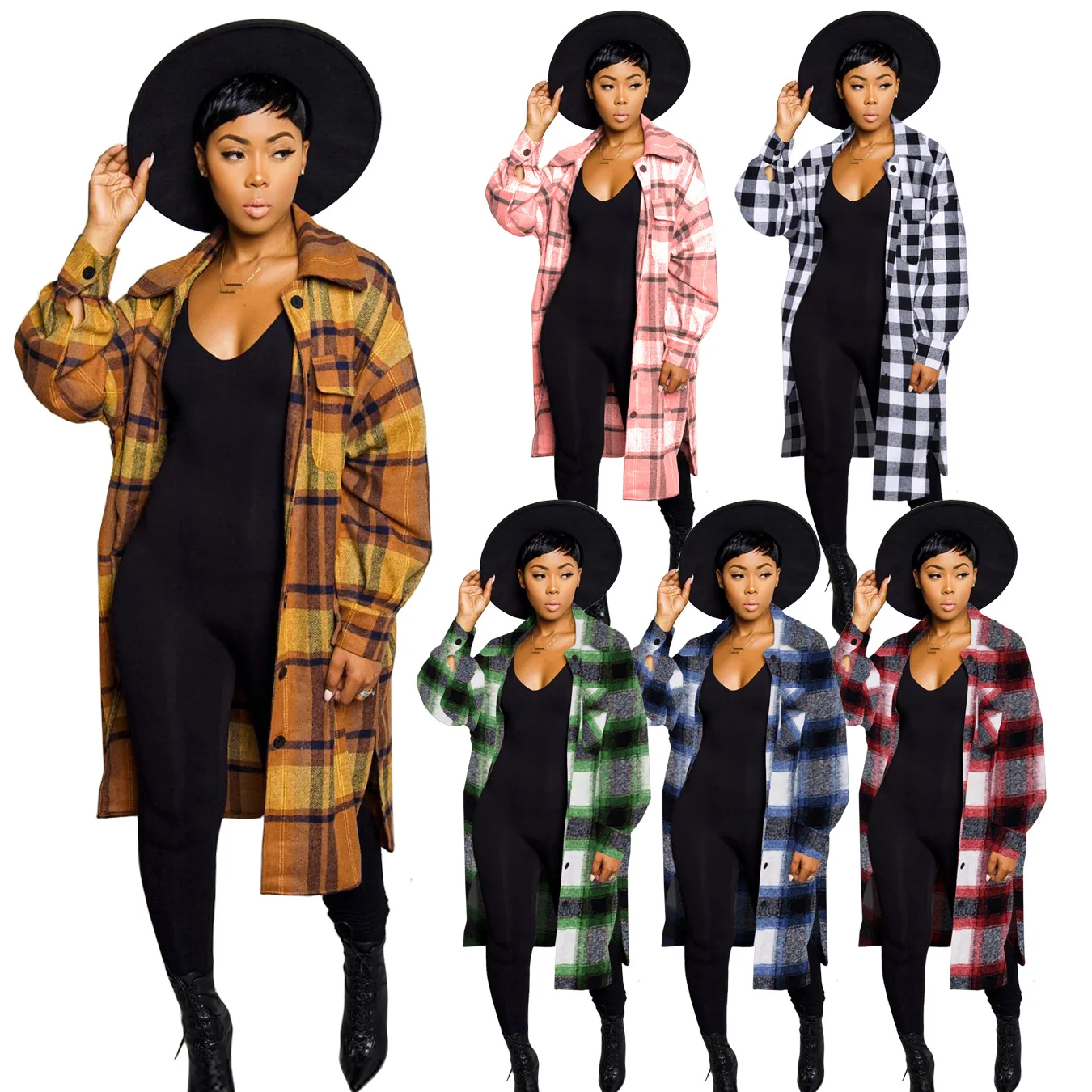 Plus Size Fall Women Clothing Designer Coats For Ladies Winter Jacket Woman Plaid Shacket Women