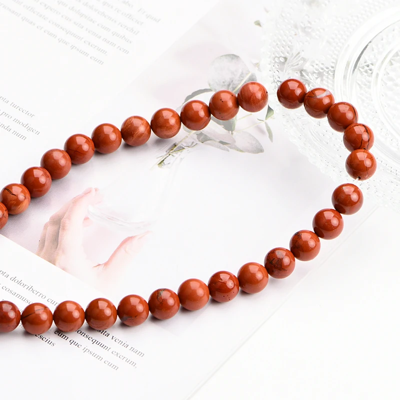 Recommend Natural Gemstone Red Jasper Round Loose Beads For Jewelry Making DIY Bracelet Accessories