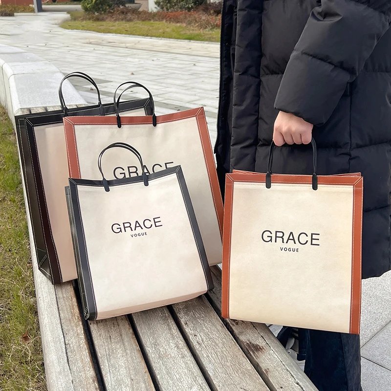 Cheap tote bags custom printed recyclable fabric non woven shopping bags with logo