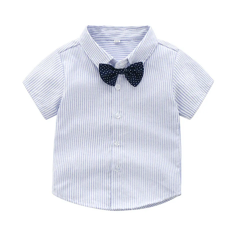 Wholesale Factory Direct Summer Baby Rompers Blue Striped Soft British Style Baby Clothes Kid Clothing Set