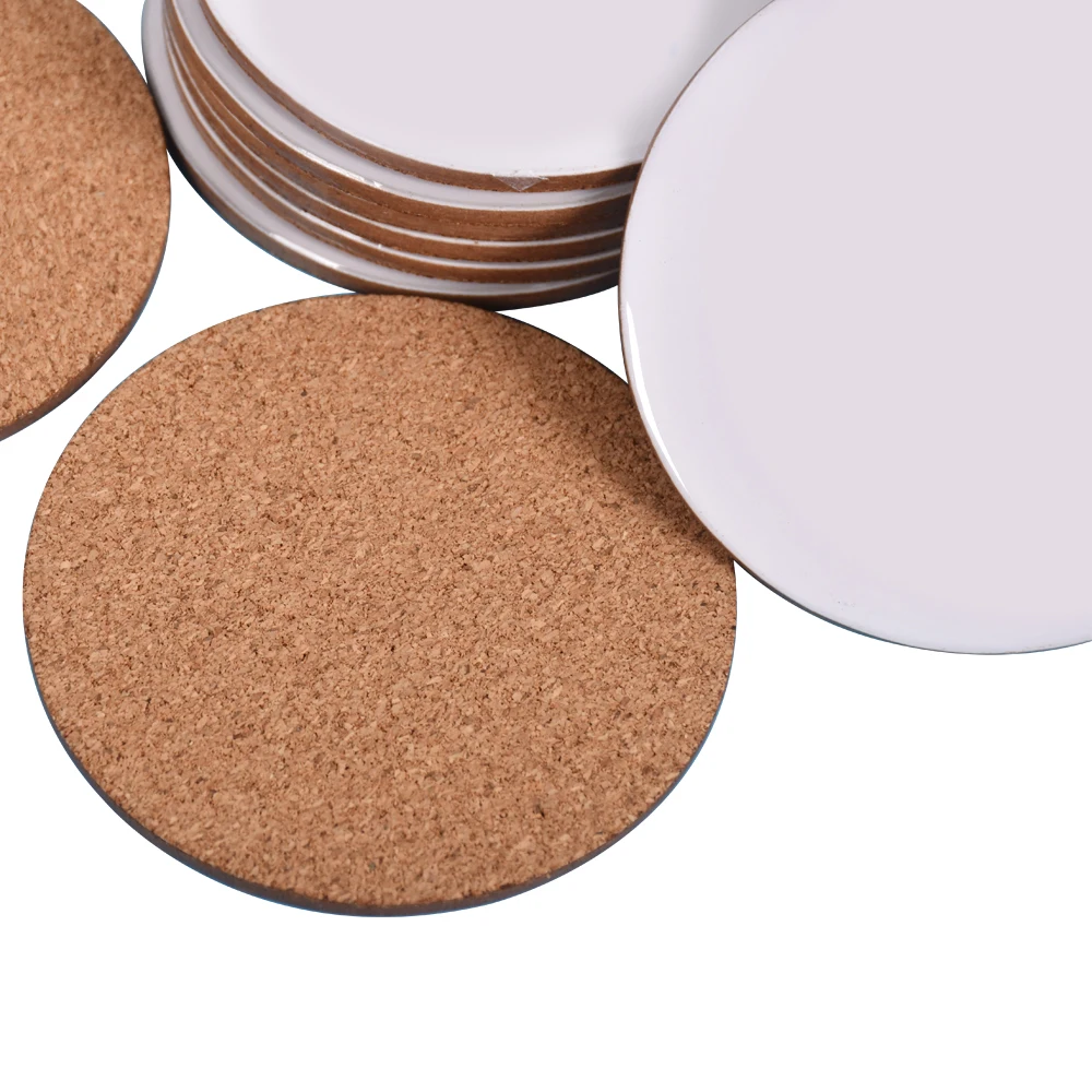 Wholesale White Blank Sublimation MDF Custom Design 100mm Home Decoration Cup Cork Coasters For Drink