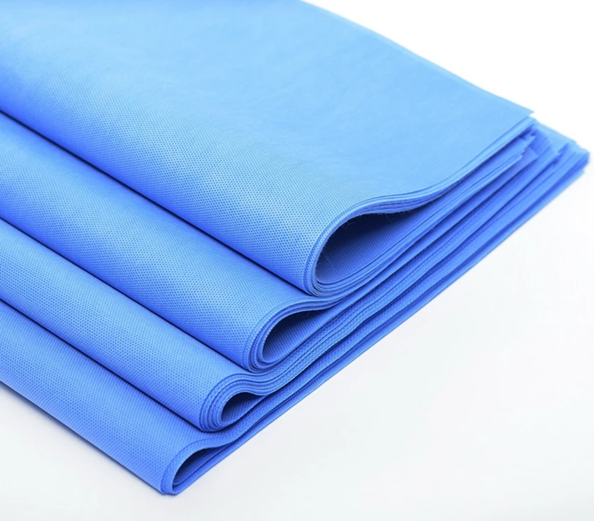 Surgical gown raw material medical blue SMS nonwoven fabric anti bacterial waterproof for drape