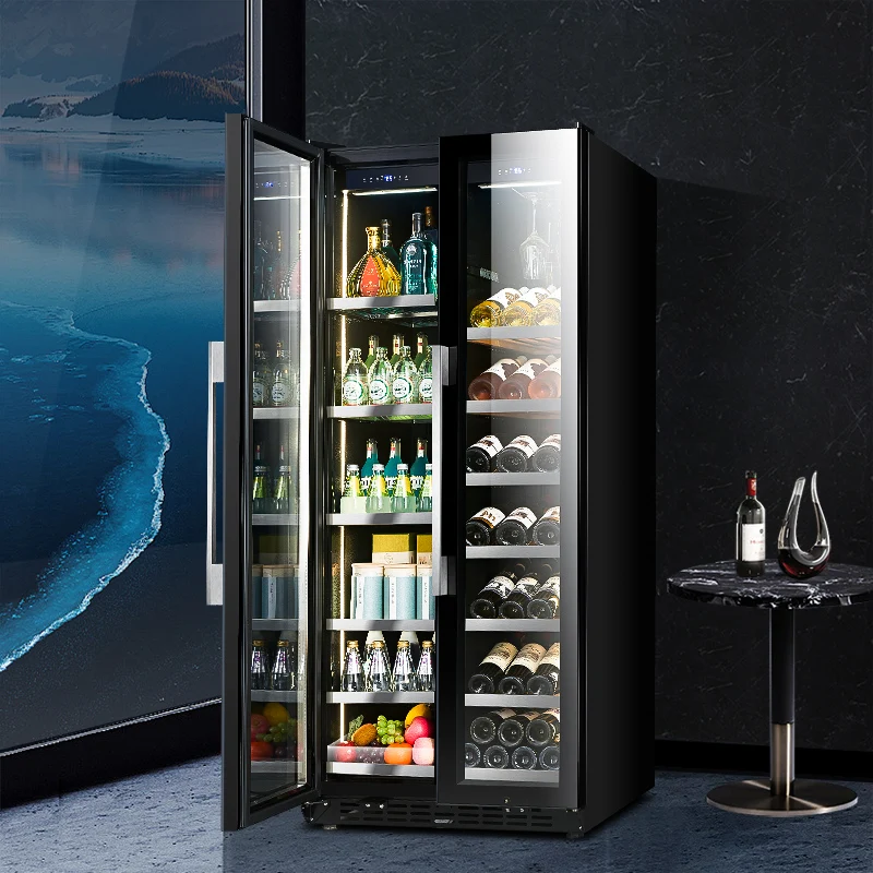Домашний кухонный холодильник для вина и напитков двухдверный кулер с двойной температурой 16 полок