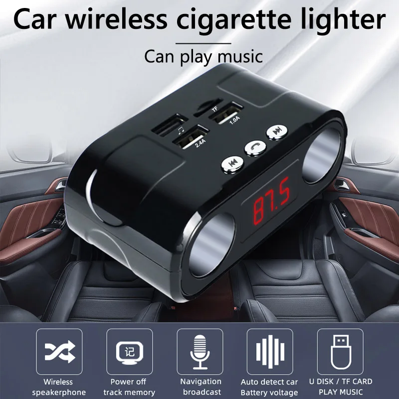 TF Card U Disk Playback Handsfree Car Kit Car Charger 2 Usb Cigarette Lighter Splitter Car Mp3 Player FM Transmitter