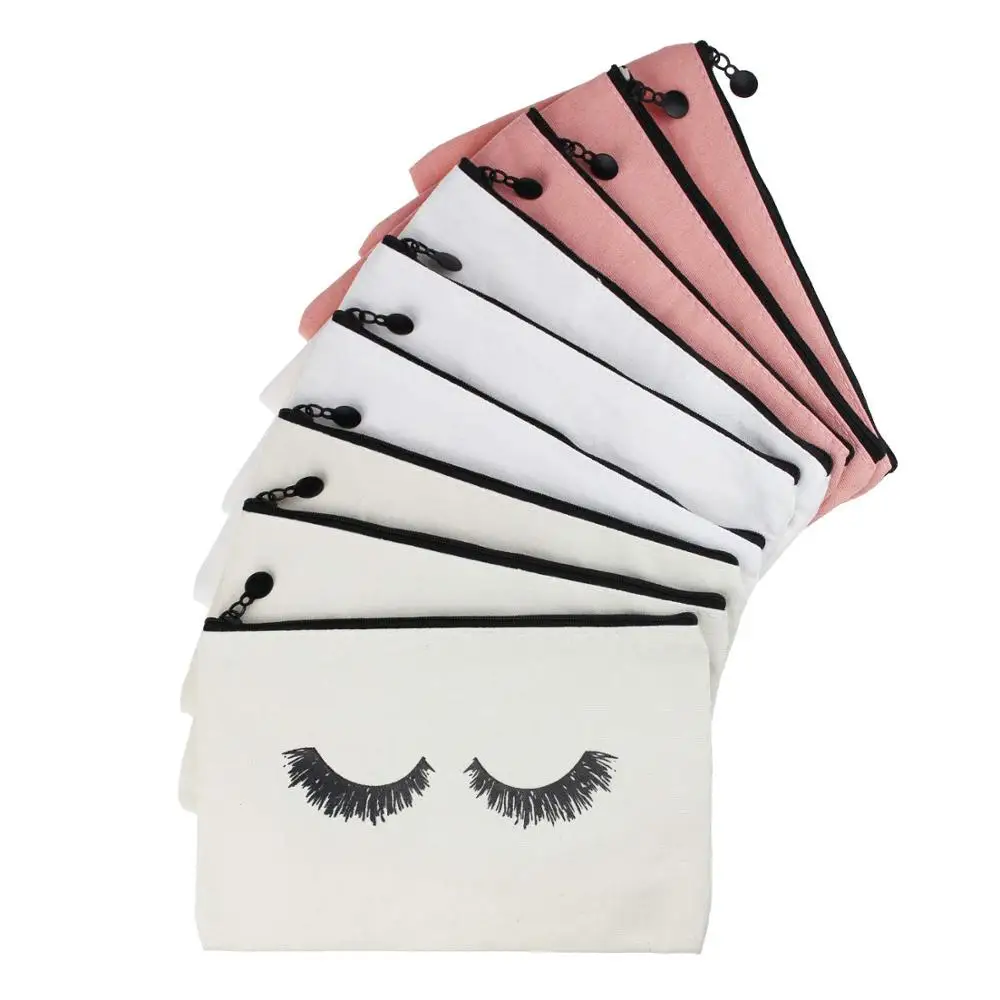 Multi-Purpose Blank Cotton Canvas Pouch Bag with Zipper for Makeup, Cosmetic, Pencil, Invoice, Bill, Travel Toiletries,