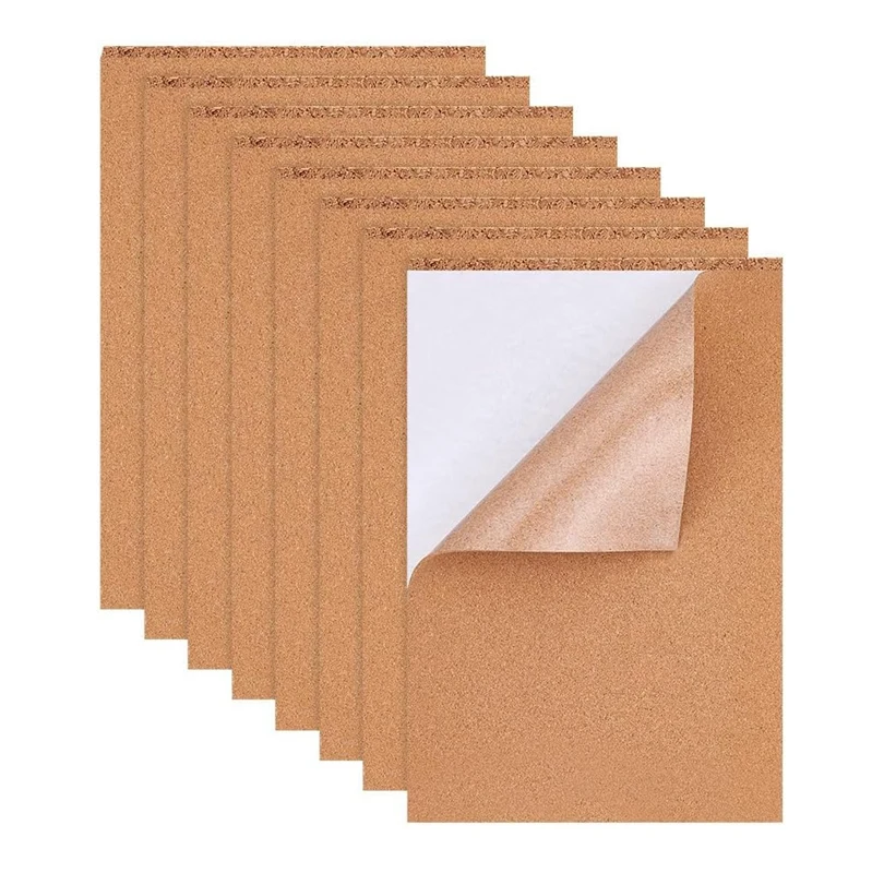 A4 Size Self Adhesive  Cork Sheets Rectangle Insulation Cork Backing Sheets for Coaster Wall Decoration and DIY Crafts