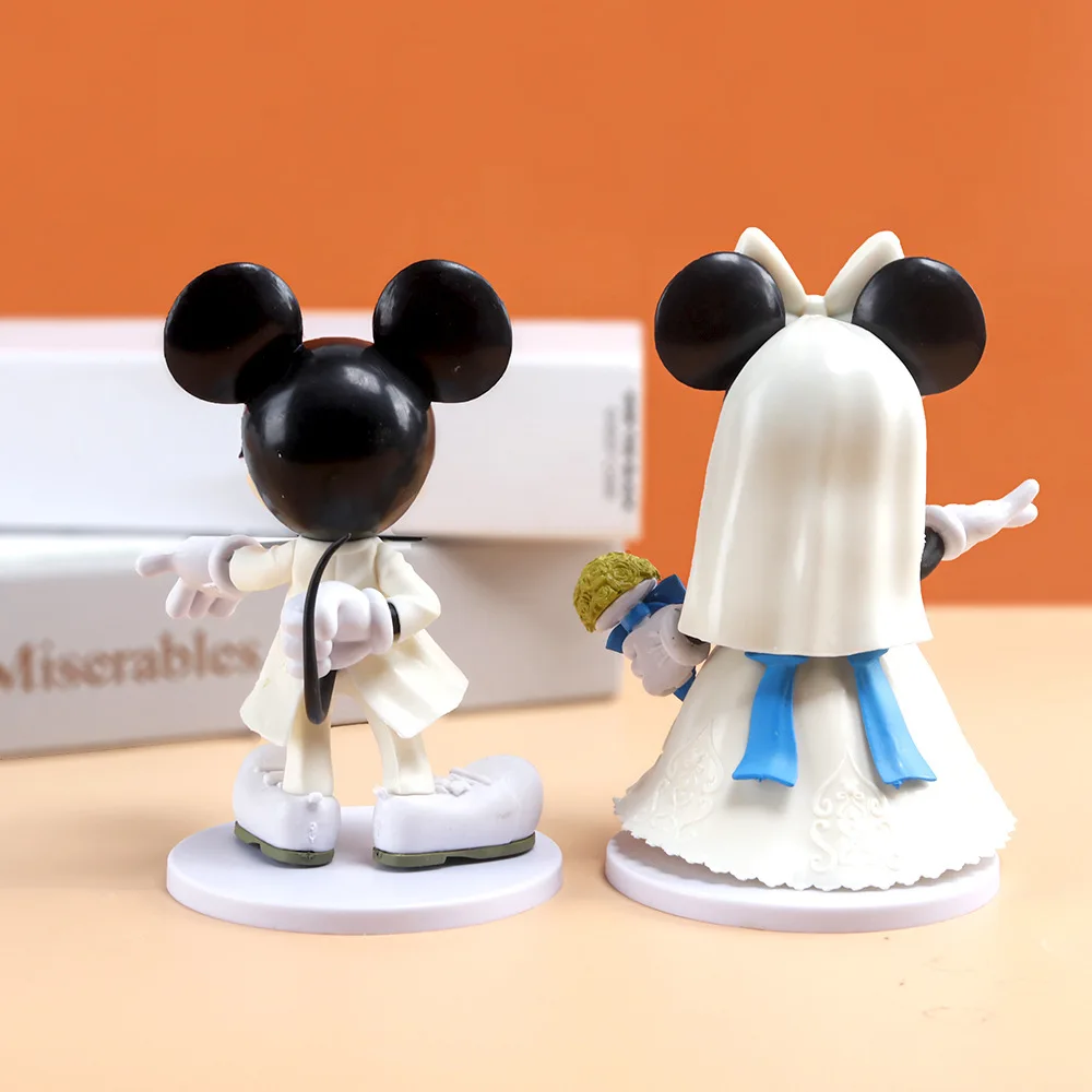 2pcs/set Mickey & Minnie Model Figure Cartoon Wedding Car Decoration For Lovers Gift