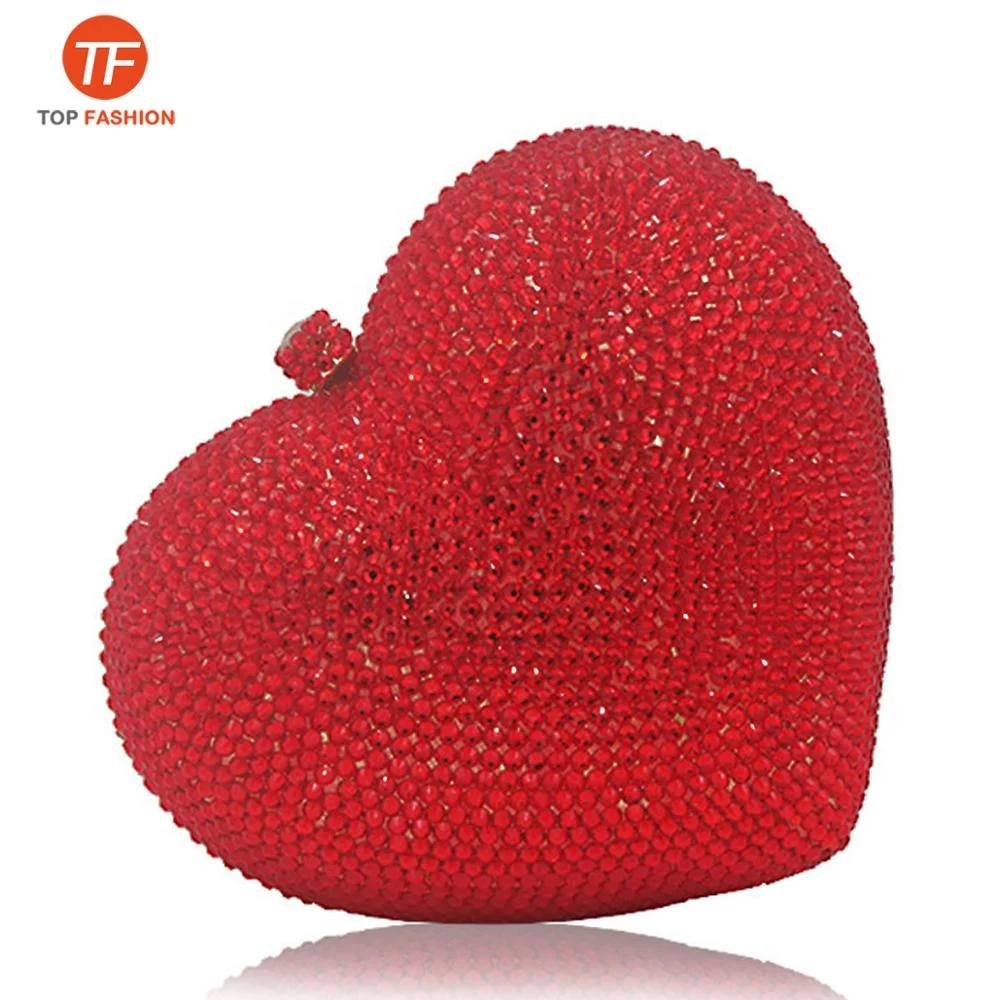 
Luxury Heart Shape Crystal Women Clutch Bag Rhinestone Evening Bag Party Purse from Factory Wholesales 