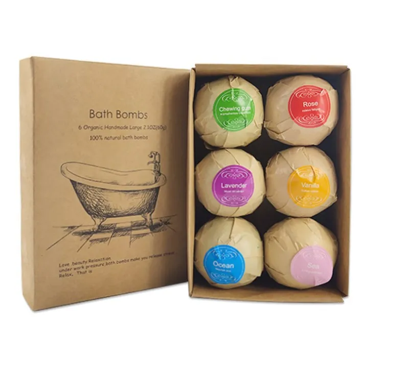 Best selling Premium  packaging plastic Private Label Wholesales Organic Bath Fizzer bath bombs gift set supplies