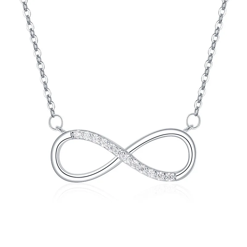 Manbu 925 Sterling Silver Eternal Love Infinity Jewelry Set Rhodium Plated Necklace Bracelet Ring Earrings Infinity Jewelry Set