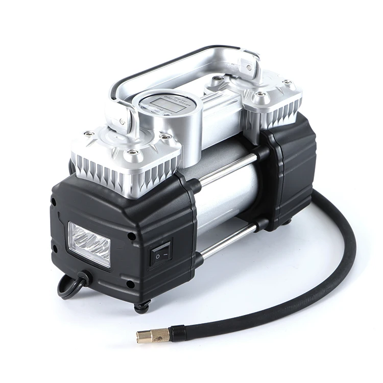2 cylinder heavy duty electric car air compressor vehicle tire air inflating pump with illumination digital display gauge
