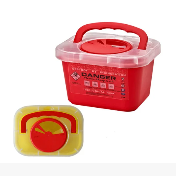 Disposal Plastic 5L Medical Sharps Container Biohazard Needle Waste Box For Tattoo Artists