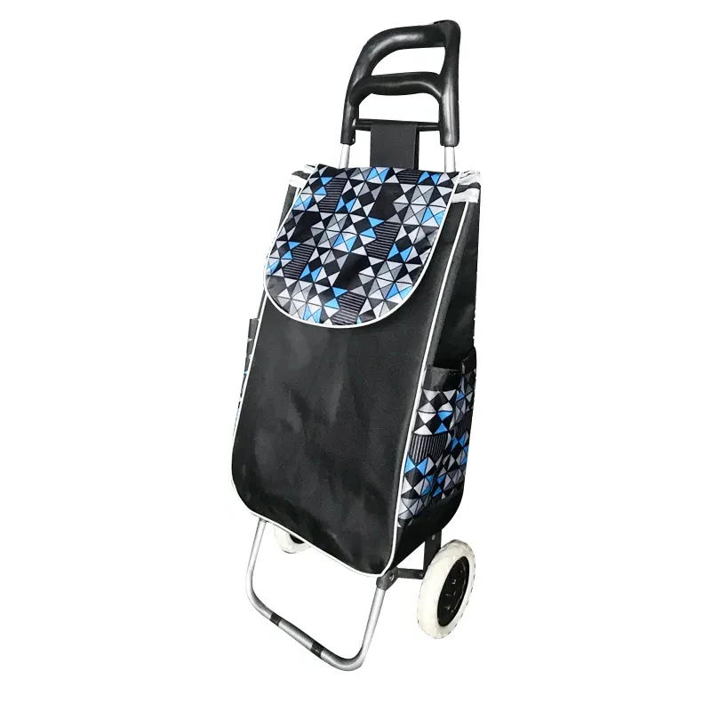Modern Lightweight Folding Supermarket Foldable  steel Shopping trolley Handle cart Carry Grocery Carts With Wheels