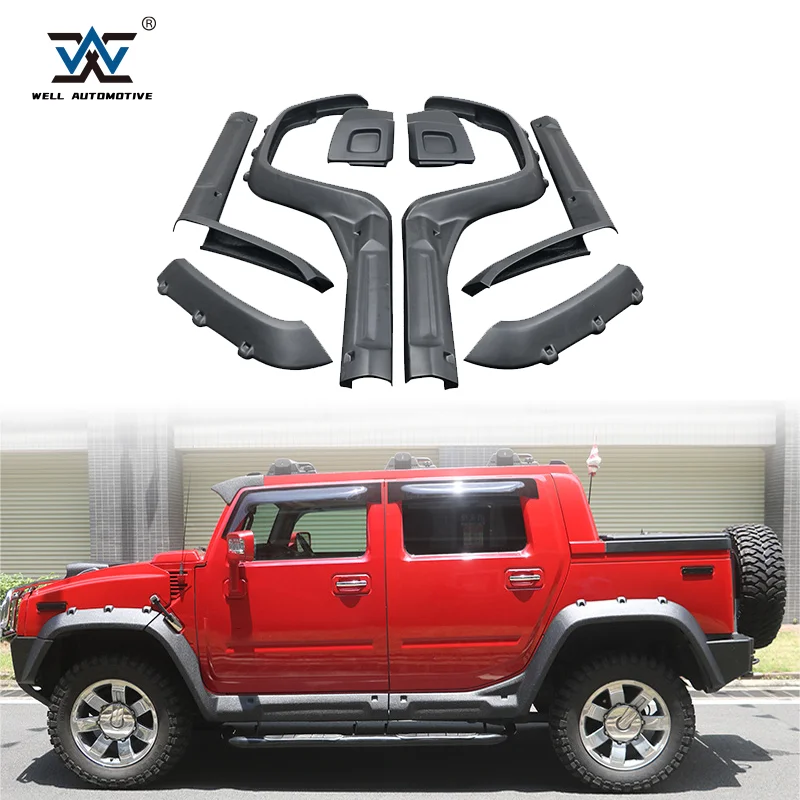 newest 4x4 modified bodykit abs wide fender flares black free of punch mounting flares for hummer H2