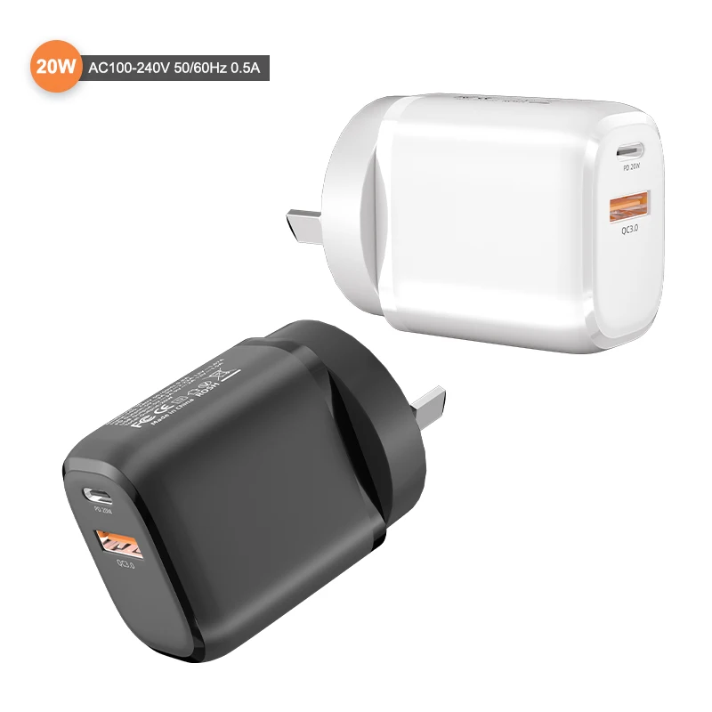 Горячая Распродажа AU 20 Вт Быстрое зарядное устройство Type-c + USB адаптер