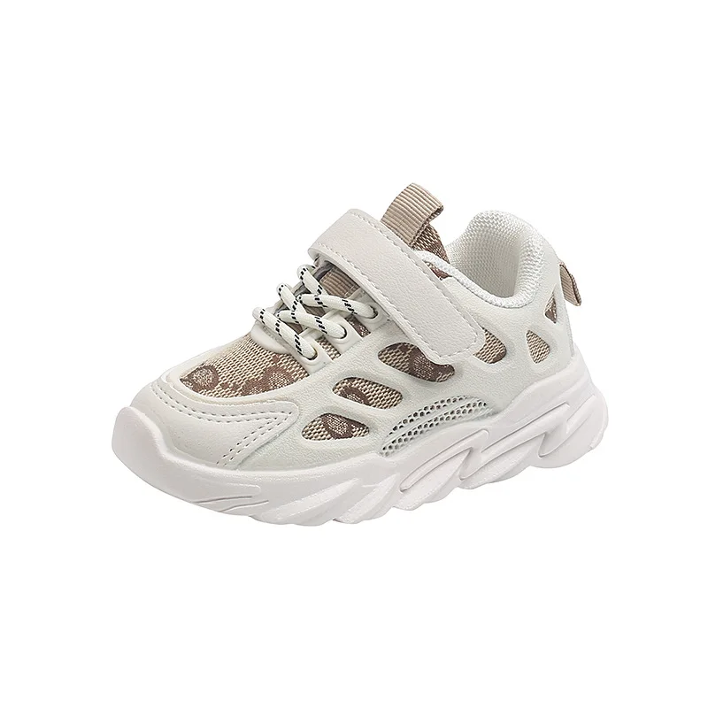 High quality fashion luxury velcro slip on white casual sport shoes children kids running walking chunky sneakers shoes