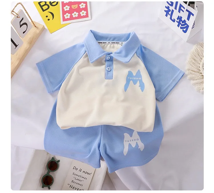 New Arrivals Wholesale Summer Kids  Clothing 2 Sets T-shirts and Shorts Casual Teen Boys and Girls Clothing 2PCS