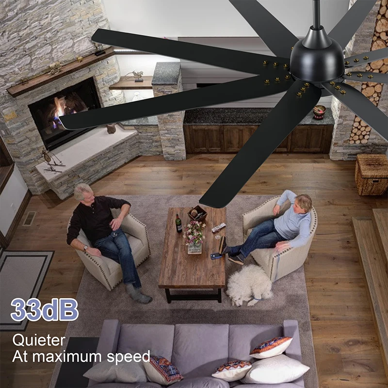 72 inch Industrial Large Ceiling Fans with Lights and Remote Indoor/Outdoor Black Modern Warehouse Farmhouse Ceiling Fan