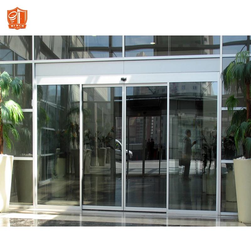 Minimalist design narrow frame aluminium sliding glass door automatic