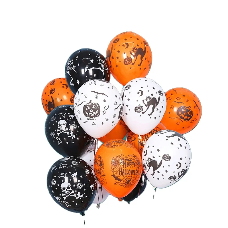 happy Halloween Balloons 12 Inches Latex Balloons100pcs Styles Halloween Pumpkin and Ghost Balloon Party Decoration