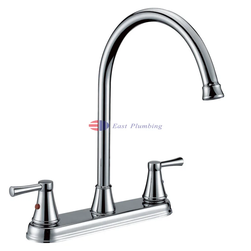 
2-Handle Kitchen Sink Faucet with Side Sprayer, Two Handle High Arch brush nickel Sink Faucets, Chrome F8269 