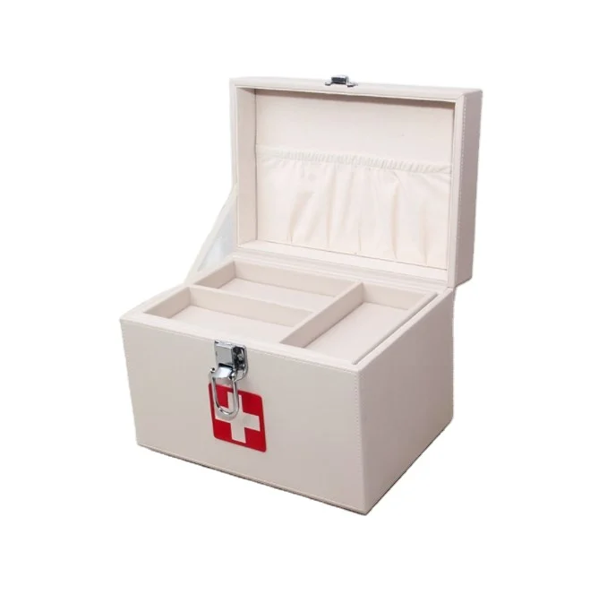 Chinese manufacturer directly sale PU leather 2 layers Medicine storage box