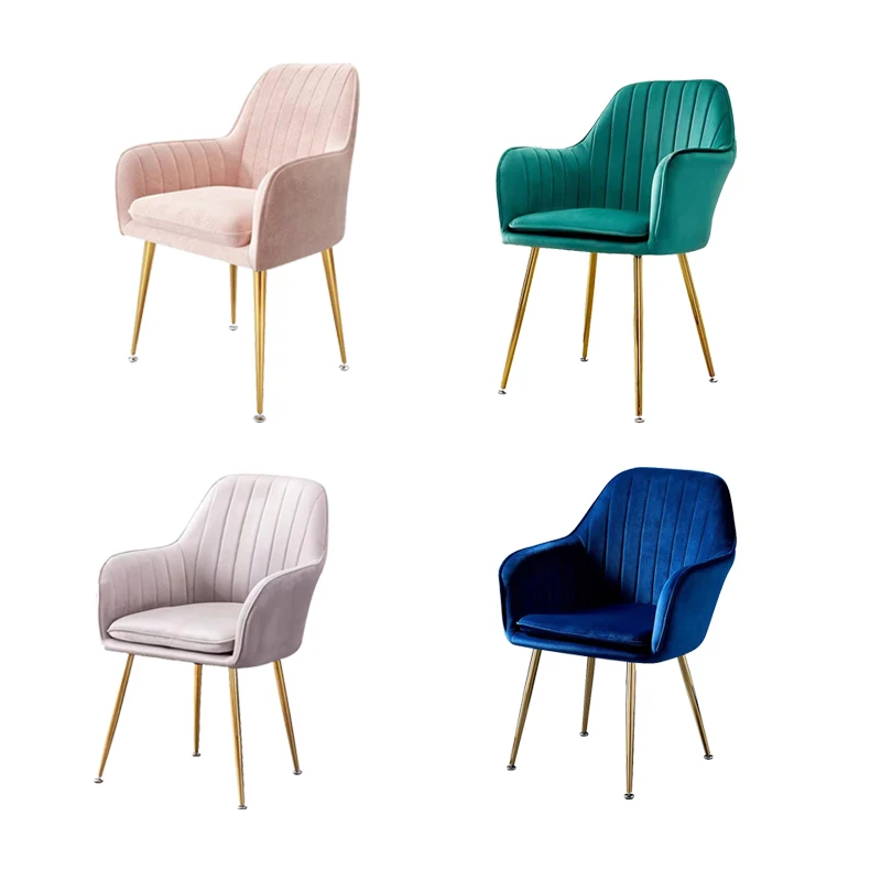 Hot Sell Modern Luxury Gold Legs Dinning Room Chair Classic Italian Nordic Restaurant Velvet Dining Chairs With Gold Legs