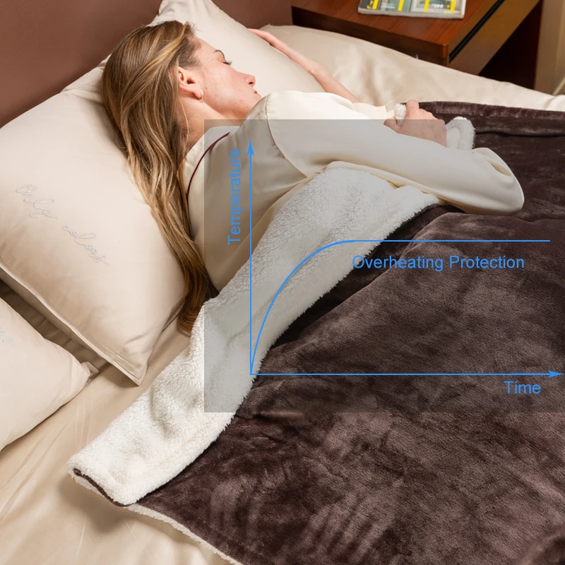 SAA King Size Flannel Heated Throw Electric Blanket For Winter