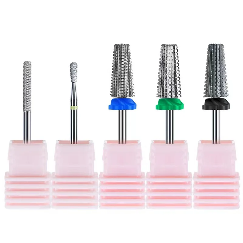 5 in 1 Nail Drill Bit 3/32 Tungsten Nail Drill Bit Electric Cuticle Clean Burr Remove Gel Tool Nail Drill Bit