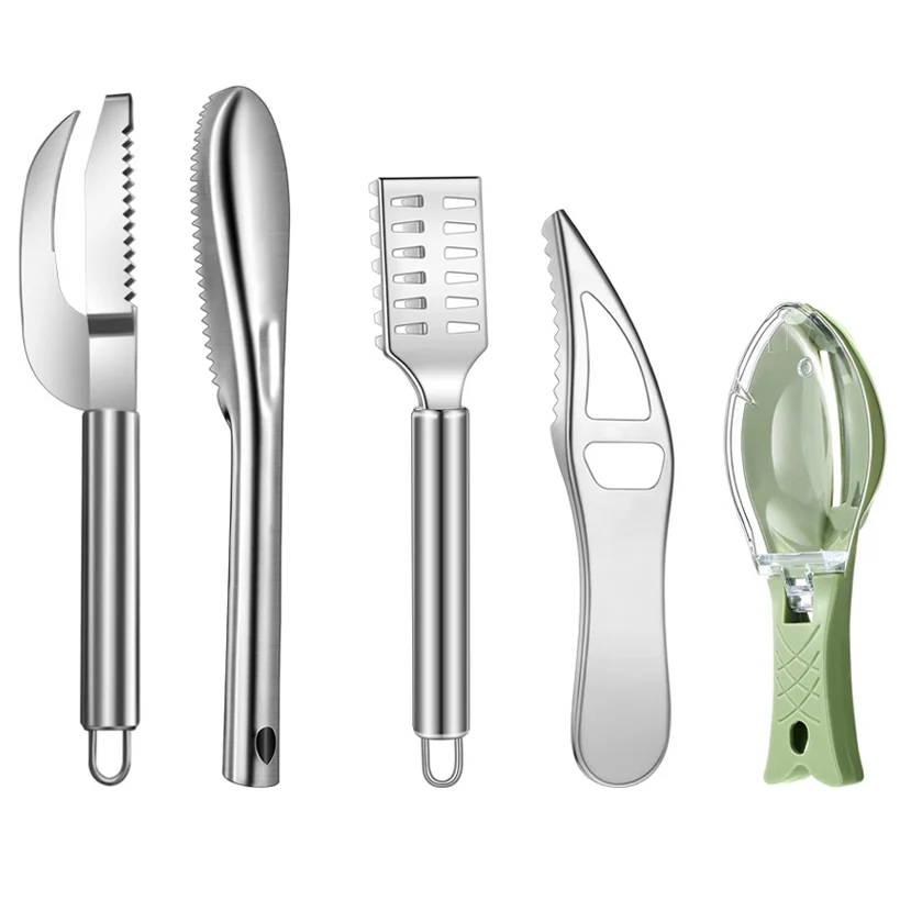 Kitchen Items Cleaning Fish Skin Graters Scraping Scales Slicer Set Peeler Plastic And Stainless Steel Fish Scale Remover