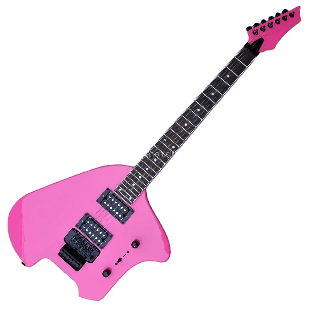 Flyoung Pink Unusual Shape Electric Guitar Factory Custom Guitar Luxury Guitars