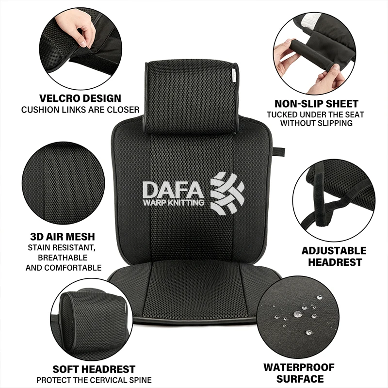 Automotive deluxe full seat pad with adjustable lumbar pillow , Car seat cover with thickened cushioning for comfortable