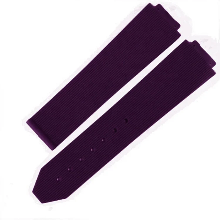 Luxury purple stripe soft rubber watch strap 22mm 23mm 25mm silicon watch band for Hublot bigbang watch