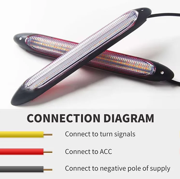 Universal Scan Car LED Daytime Running Light Waterproof Headlight Strip Sequential Flow Yellow Turn Signal White DRL Light