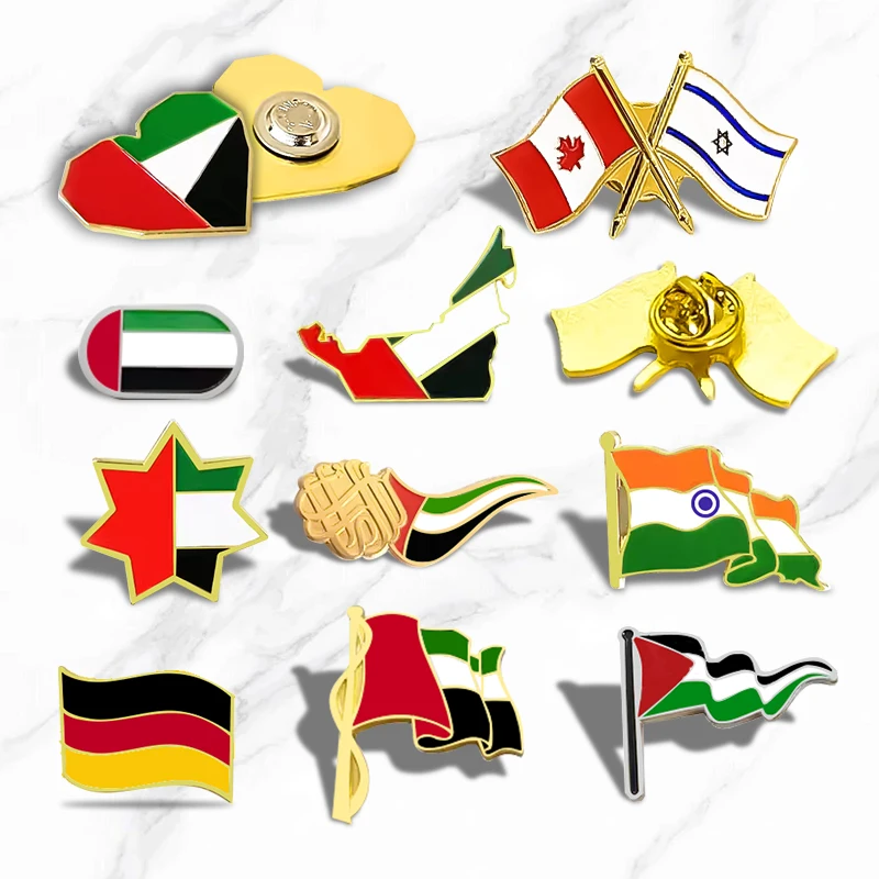 Saudi Pin De Metal Flag Brooch Airplane Manufacturer Horror Soft Magnetic Cap Badge Custom Metal Enamel Uae Pins