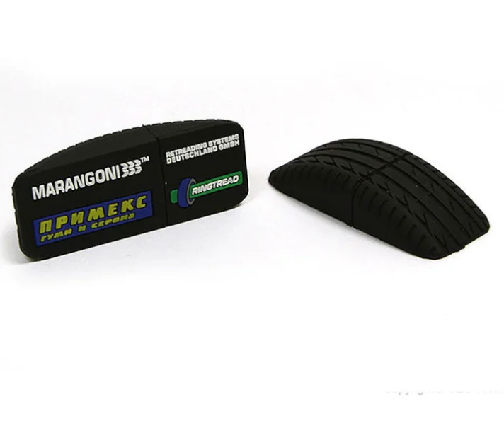 soft PVC rubber silicone car Tire shape deboss emboss engrave 2D 3D shape  USB flash drive keychain keyring gift