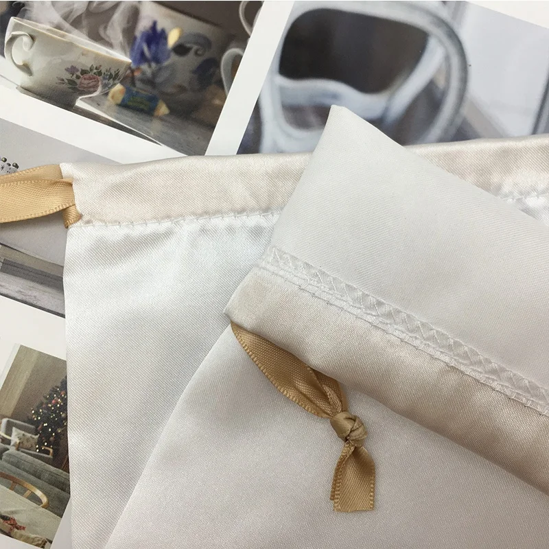 Wholesale Recyclable High End Hair Storage Satin Bags Luxury Satin Clothes Shoe Satin Packaging Pouch
