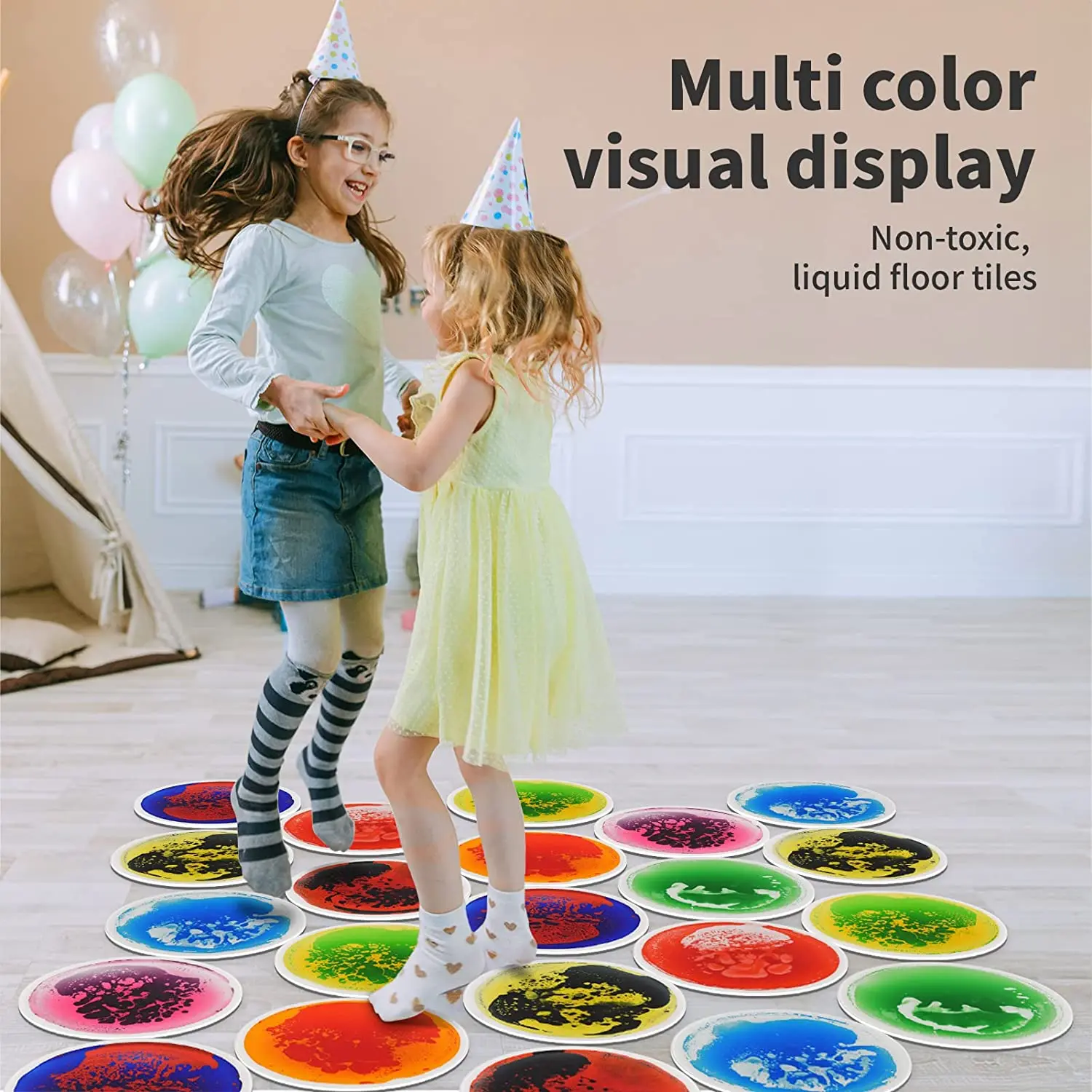 Crawling Mat Sensory Customizable Baby Play Game Kids Play Mat Sensory Liquid Floor Mat China Factory Supply Round Baby Child HF