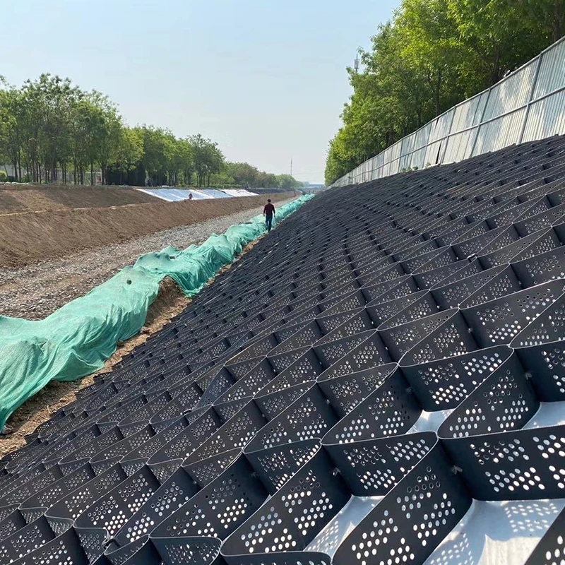 sinocure ASTM Standard 75-330 HDPE Yellow Colour Textured Geocell Manufacturer Price for Construction Road Way