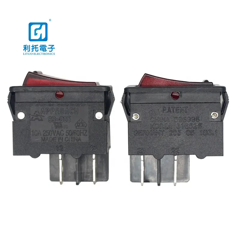 Approach SS-005 DPDT 4-20A reset circuit breaker switch rocker thermal overload protector switch with lights