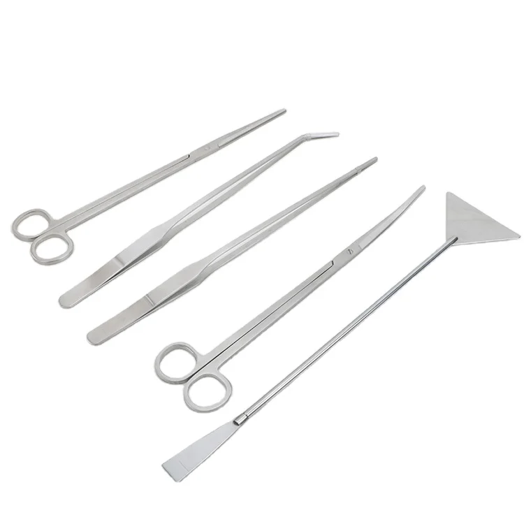 Aquatic Plant Stainless Steel Tweezers Scissor Spatula Planted Aquarium Tools Set For Fish Tank Cleaning