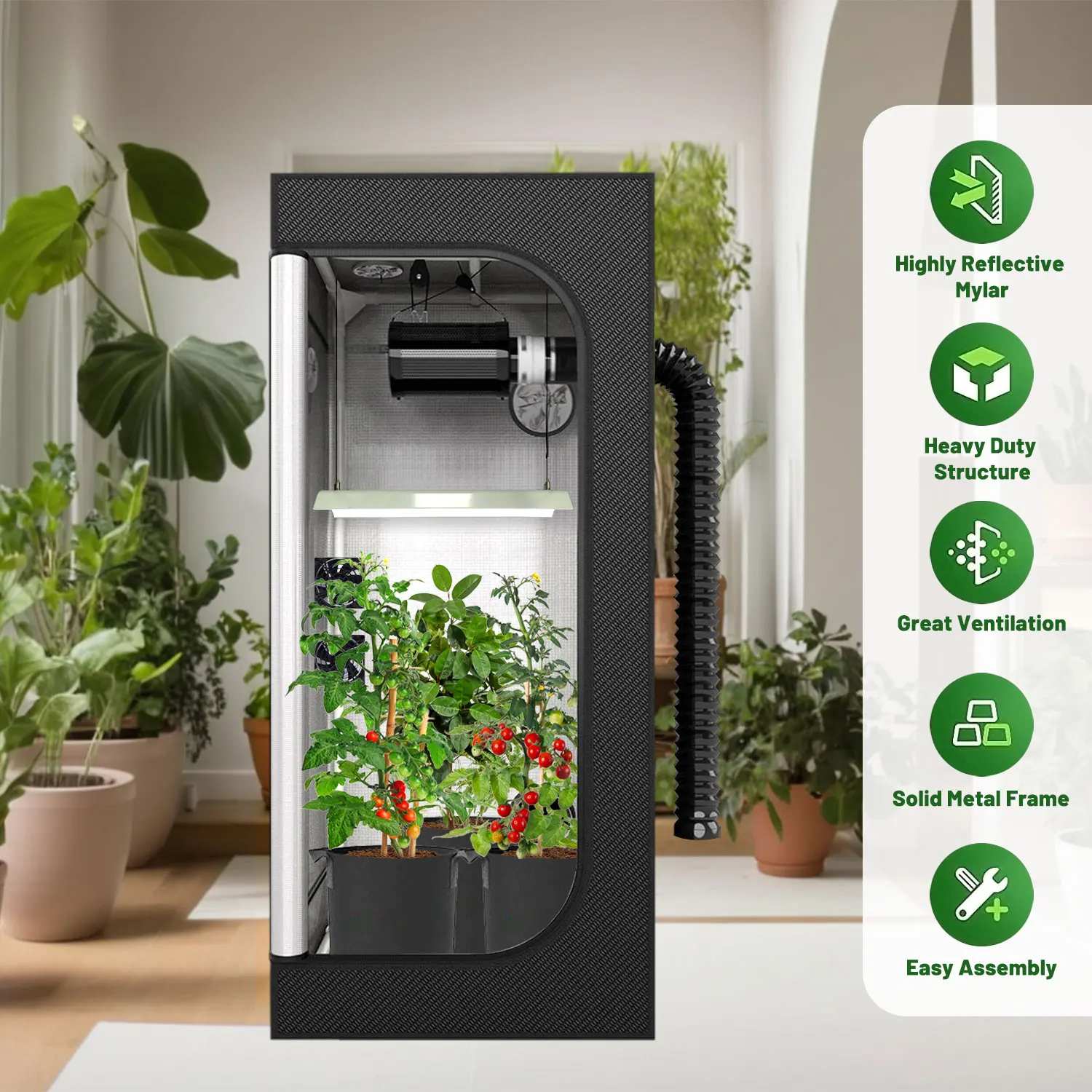Factory Customized 600d Mylar Fabric Canvas Greenhouse Grow Box High-Reflective Mylar Indoor Grow Kit Tent Complete Kit