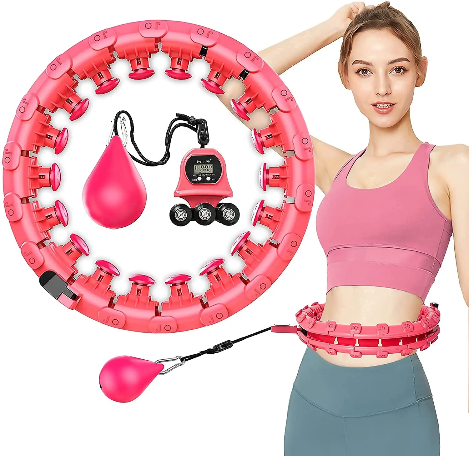 24 Detachable Massage Knots Low Noise Weighted Smart Hula Hoops  for Adults with Counter